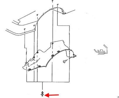scheme of fastening of the front inner fender Nissan Altima L31 (2002-2006)